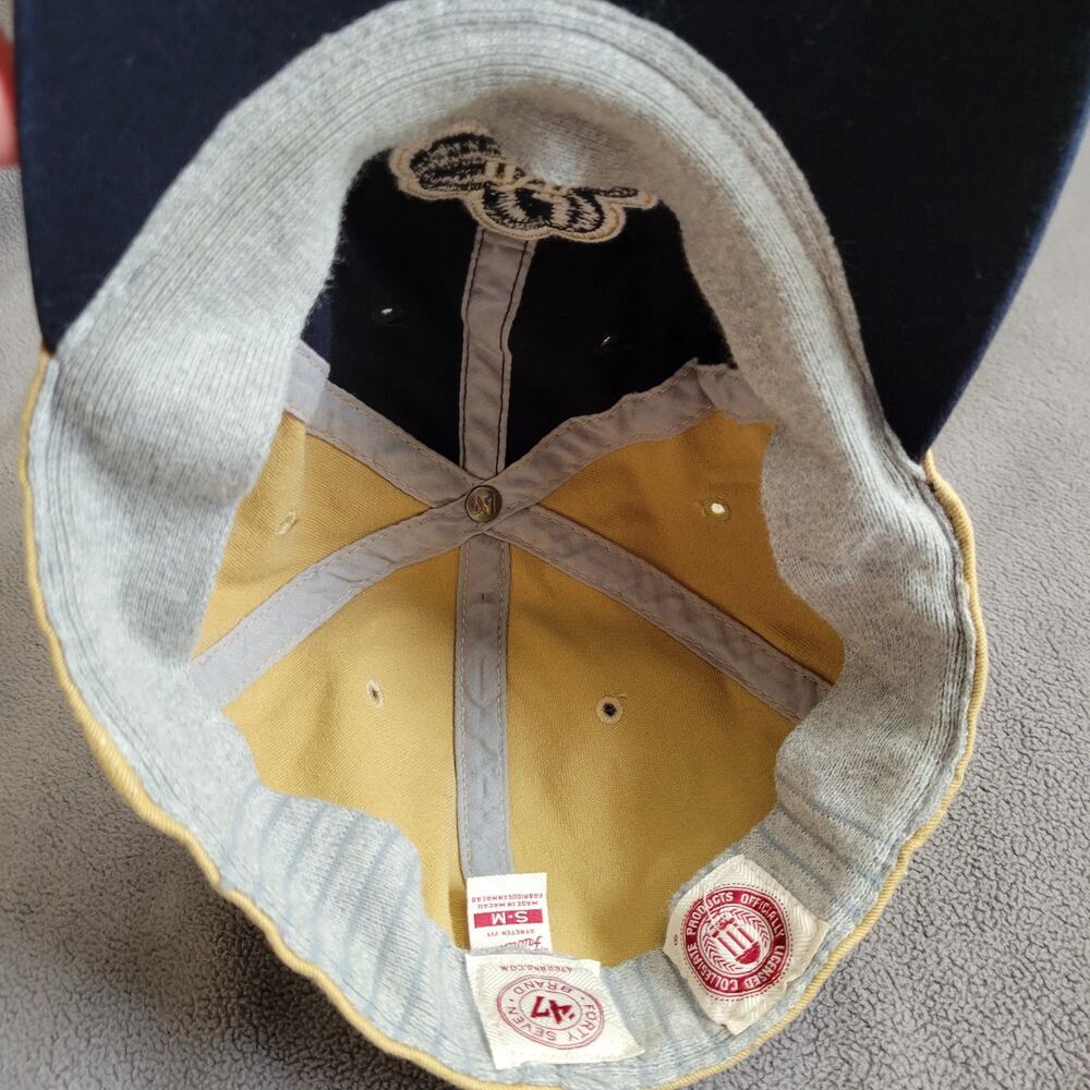 NOTRE DAME Hat Cap Small Medium Stretch Fit Gold Navy Embroidered Irish Logo 47 - Picture 4 of 8